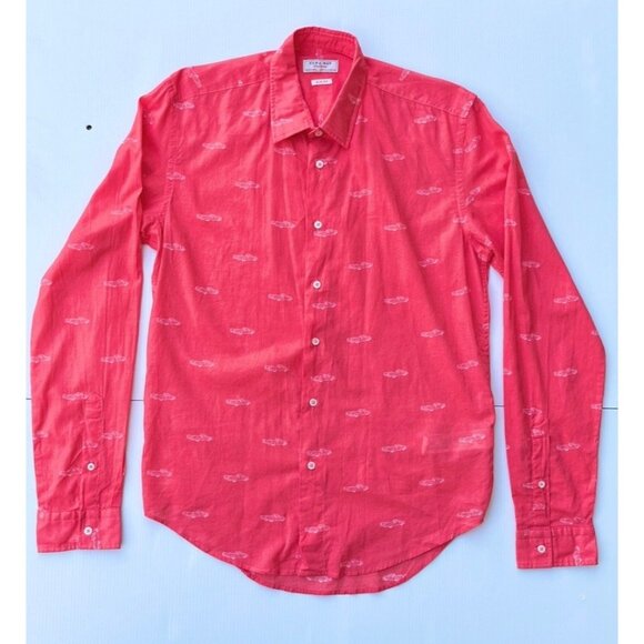 Zara Other - Zara Man Coral Printed Cotton Short Sleeve Slim Fit Shirt Size Small